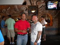 Tony and Chris at a beach bar....I was dancing already....JPG